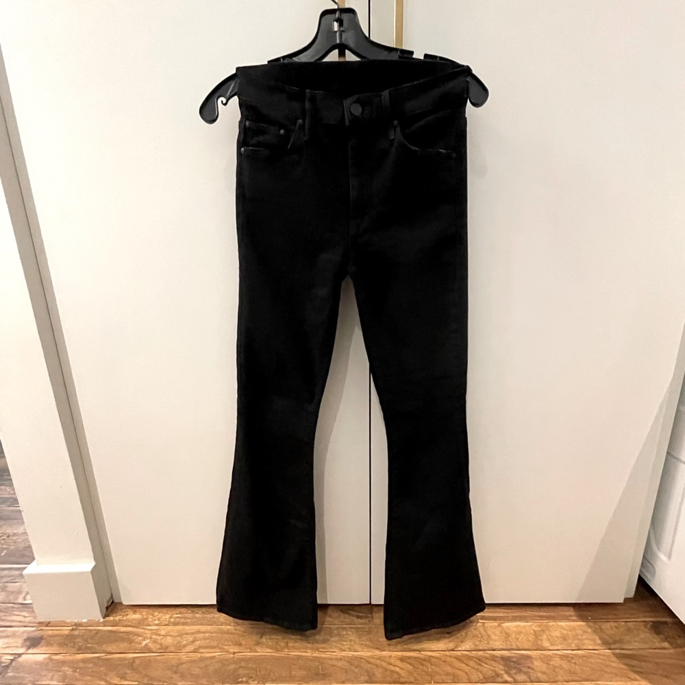 Mother The Weekender Not Guilty High Waist Flare Jeans Black Wash Denim Size 25